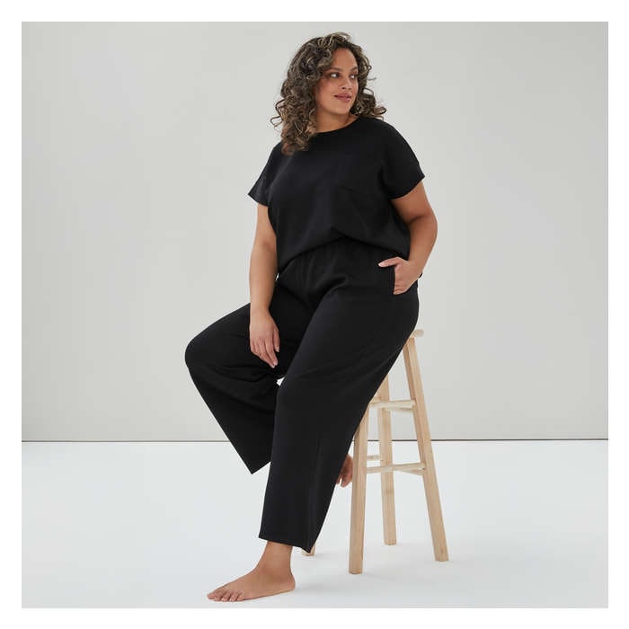 Women+ Rib Wide Leg Pajama Pant - Jf Black